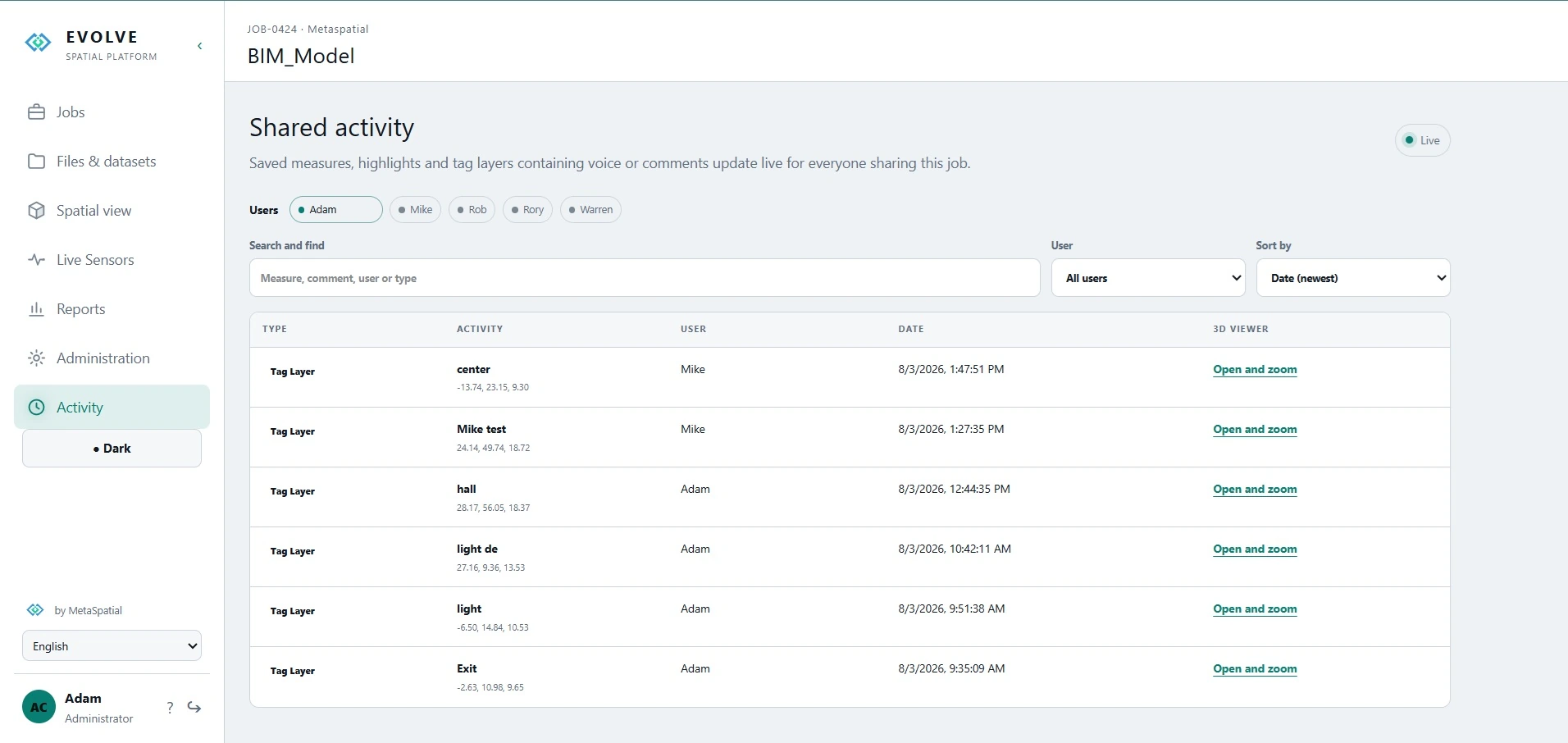 Evolve Spatial shared browser workspace with spatial information in context